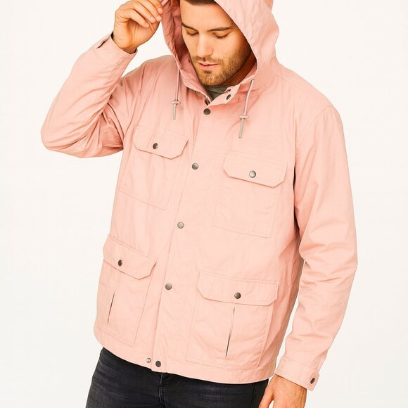 The North Face‎ Men’s Pink Hooded Dryvent Ski Rain Jacket Small Cafe Creme RTO - Picture 1 of 6